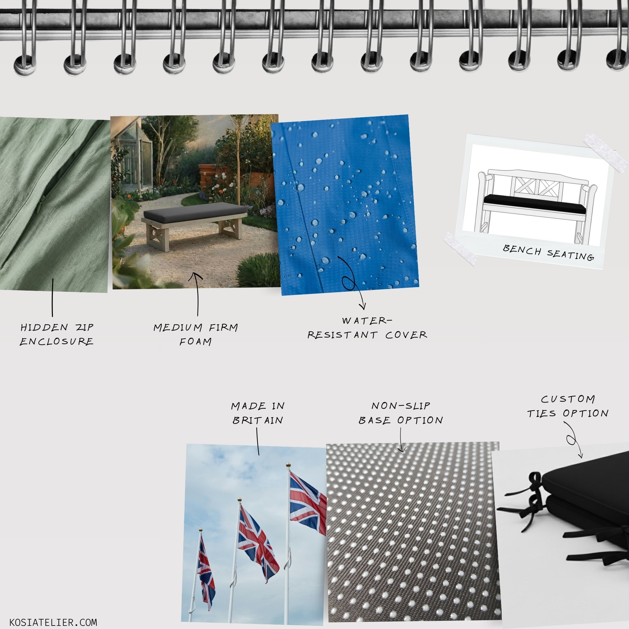 Custom Bench Cushions, Bespoke Crash Mats, Cut To Size Outdoor and Inddor Seating Pads Water Resistant